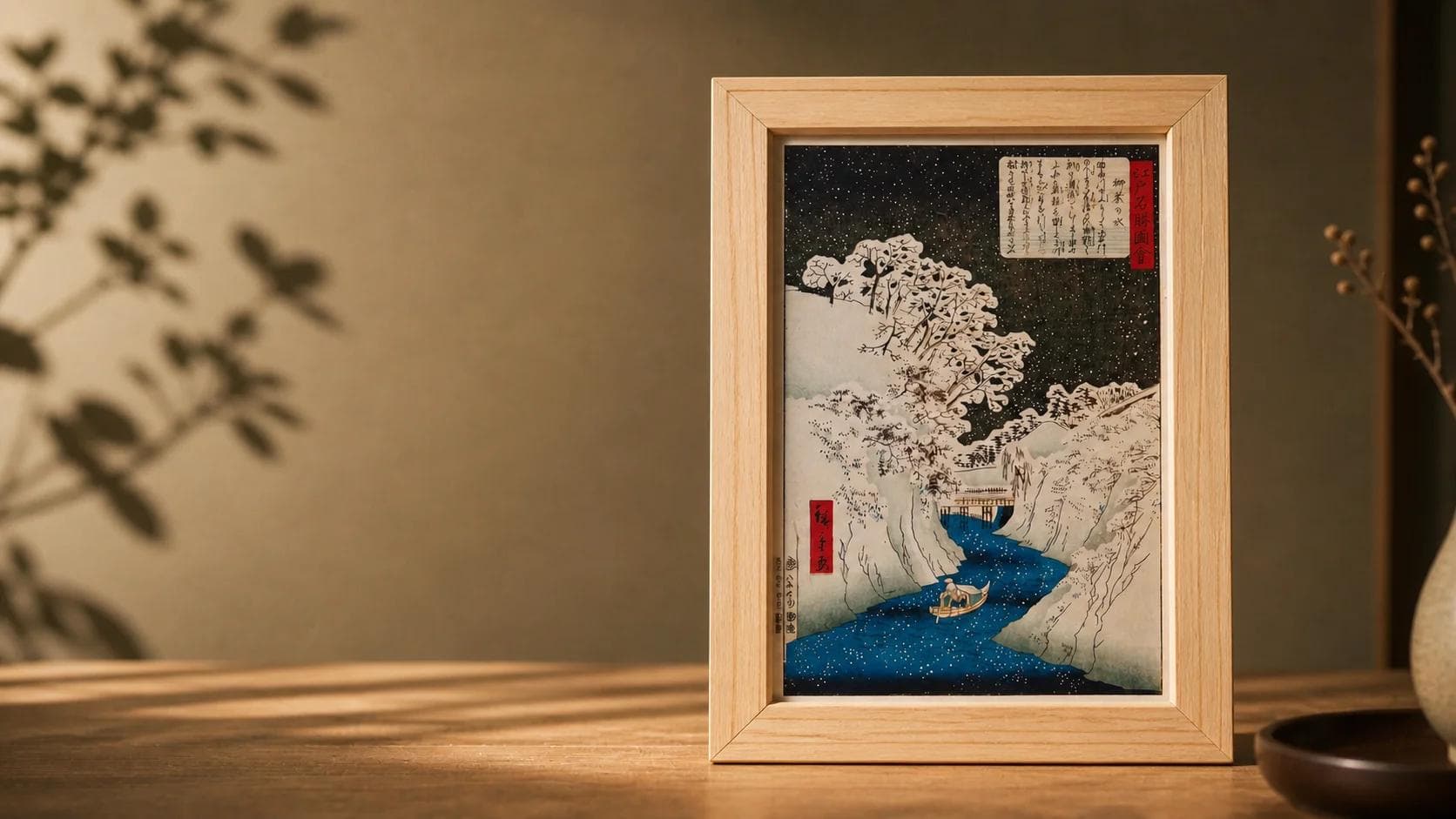 Paisaje Invernal de Edo en Madera Clara